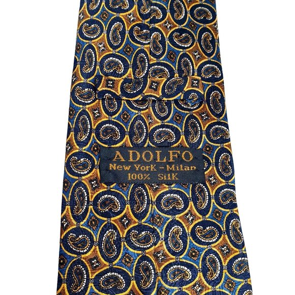 Adolfo New York Mens Necktie Tie All Silk Designer Accessory Work Office Gift - Picture 4 of 5